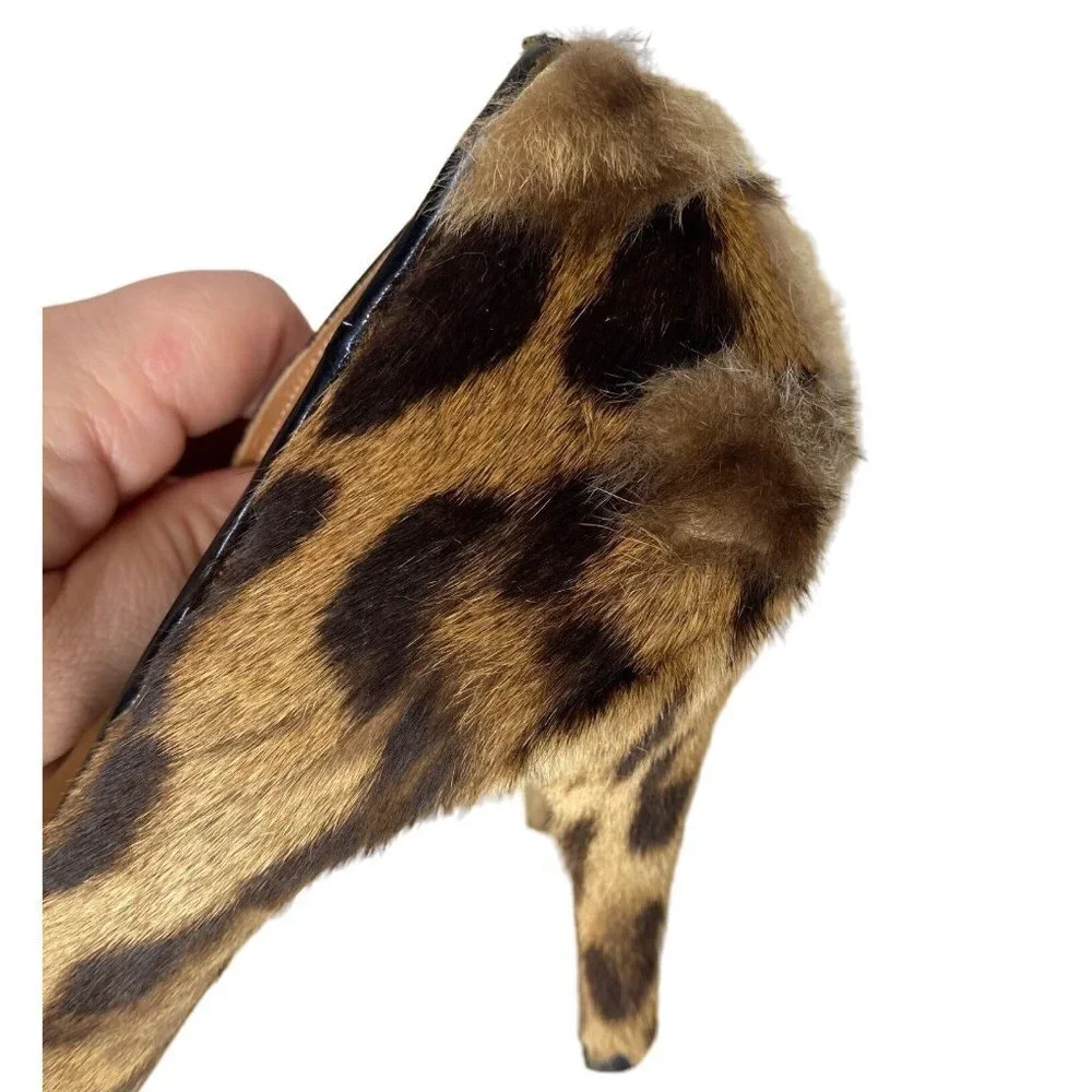Handmade vintage genuine leopard skin pump heels women size‎ 8